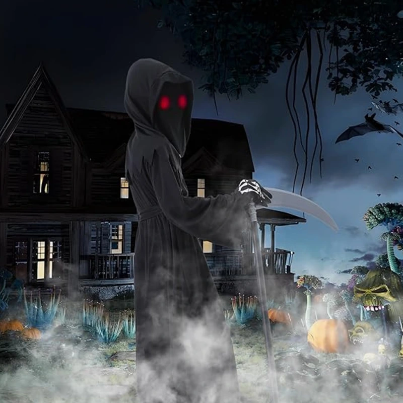 Fantasia de Grim Reaper infantil para festa temática de terror com máscara
