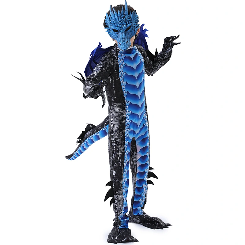 Halloween Photoshoot Blue Kids Dragon Costume